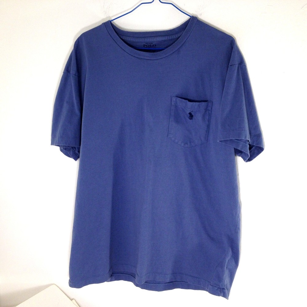 Polo Ralph Lauren Mens T Shirt Blue Crewneck Pony Pocket Classic Fit Size Medium